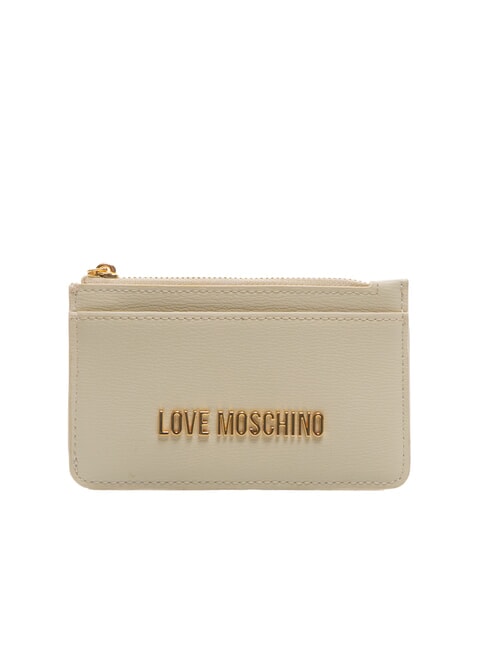 LOVE MOSCHINO METALLIC LOGO Flaches Kartenetui mit Münzfach Elfenbein - Brieftaschen Damen