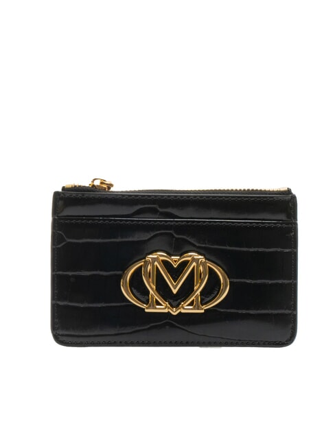 LOVE MOSCHINO CROCO PRINTED Flaches Kartenetui mit Reißverschluss schwarzer Krokus - Brieftaschen Damen