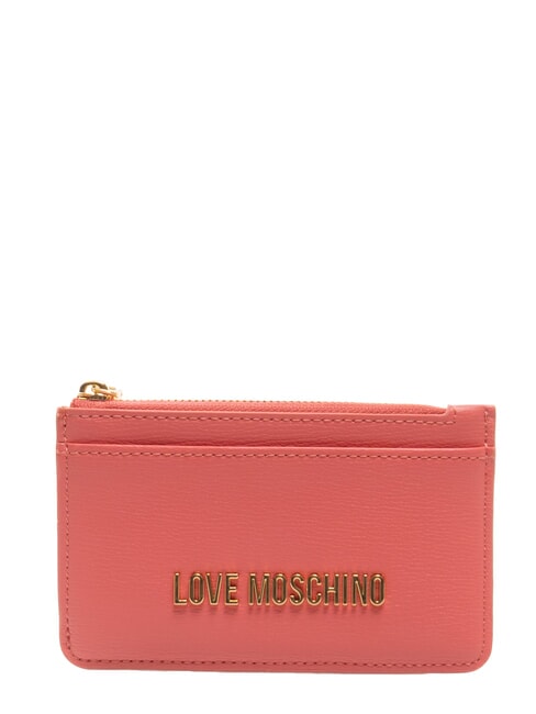 LOVE MOSCHINO METALLIC LOGO Flaches Kartenetui mit Münzfach Koralle - Brieftaschen Damen