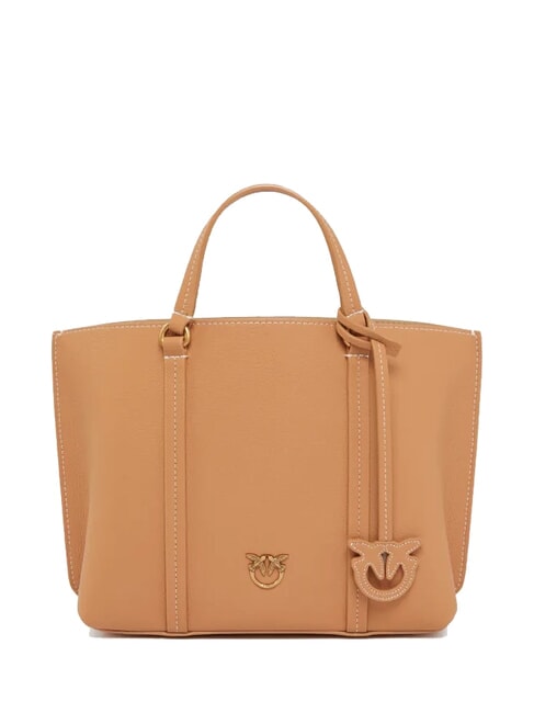 PINKO CARRIE Shopper-Tasche aus gewalktem Leder Nougat-Antikgold - Damentaschen