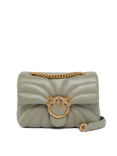 PINKO LOVE PUFF MINI Mini-Umhängetasche aus Nappa grüner Vertiver-Antikgold - Damentaschen