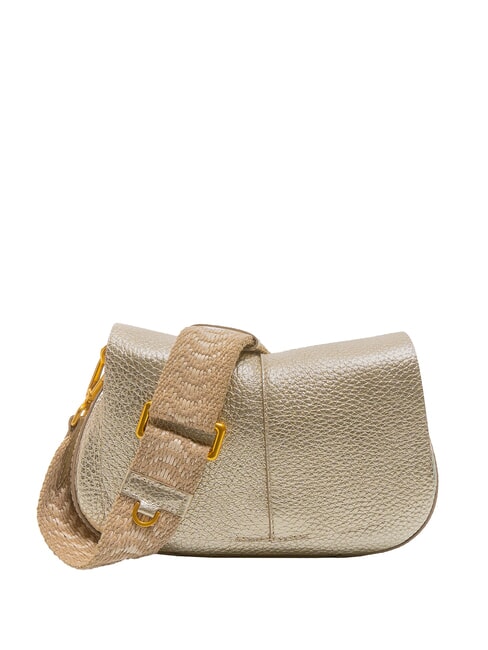 GIANNI CHIARINI HELENA ROUND Ledertasche mit doppeltem Schultergurt Hellgold - Damentaschen