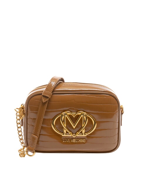 LOVE MOSCHINO CROCO PRINTED Schulterkameratasche Kamel2 - Damentaschen