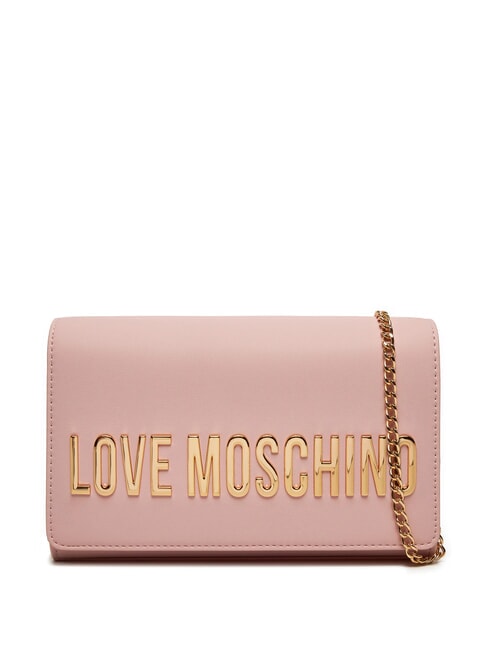 LOVE MOSCHINO GOLD LETTERING Chain Clutch mit Schultergurt rosa - Damentaschen