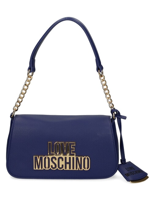 LOVE MOSCHINO METALLIC LOGO Umhängetasche mit Schultergurt Blau - Damentaschen
