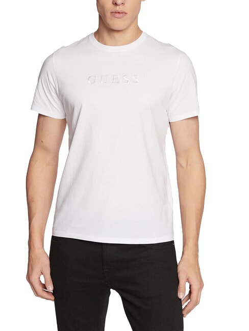 GUESS LOGO EMBROIDERY T-Shirt aus Baumwolle purweiß - Herren-T-Shirts