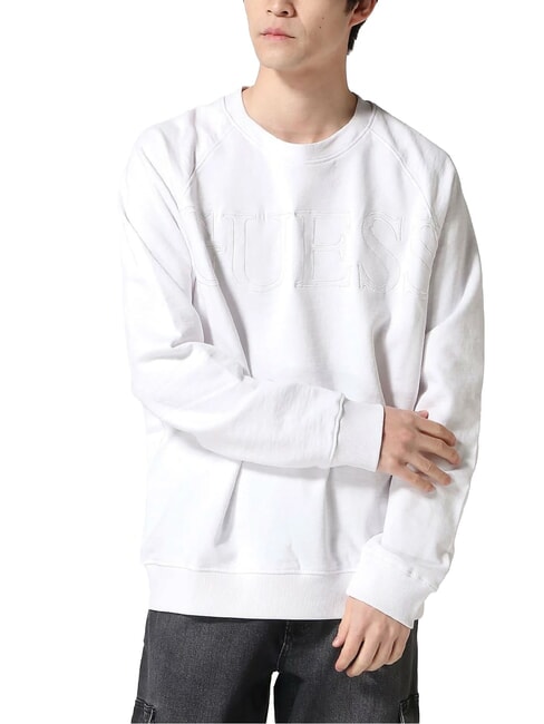 GUESS RAGLAN Rundhals-Sweatshirt aus Baumwolle purweiß - Sweatshirts Herren