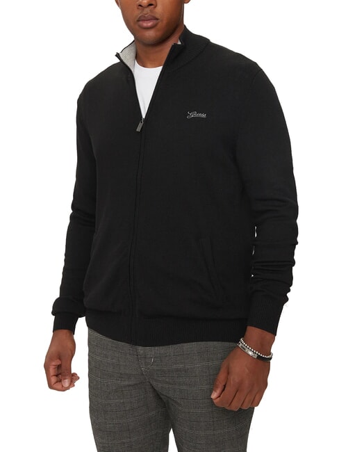 GUESS DARREL Rollkragen-Cardigan mit durchgehendem Reißverschluss jetbla - Herrenpullover