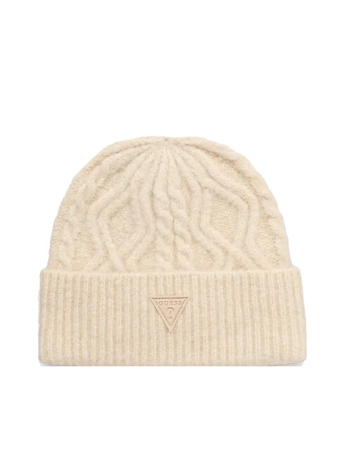 GUESS KNITTED Geflochtene Mütze mit Umschlag Elfenbein - Mützen/Hüte