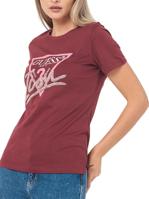 GUESS SS CN ICON  Baumwoll-T-Shirt Burgunderrot - T-Shirts und Tops für Damen