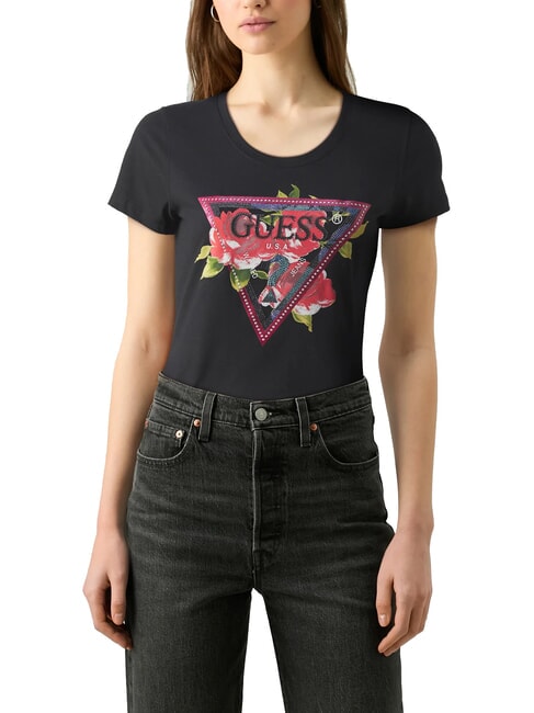 GUESS TRIANGLE T-Shirt mit Blumen-Print jetbla - T-Shirts und Tops für Damen