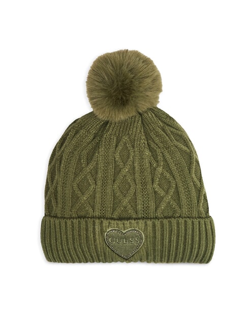 GUESS KIDS Geflochtene Mütze mit Bommel grüne Pflanze - Kinderhüte