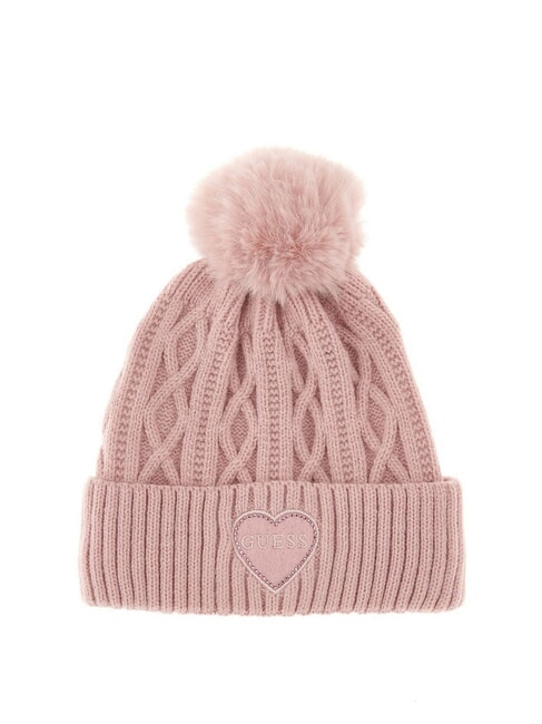 GUESS KIDS Geflochtene Mütze mit Bommel rosa Rosen - Kinderhüte