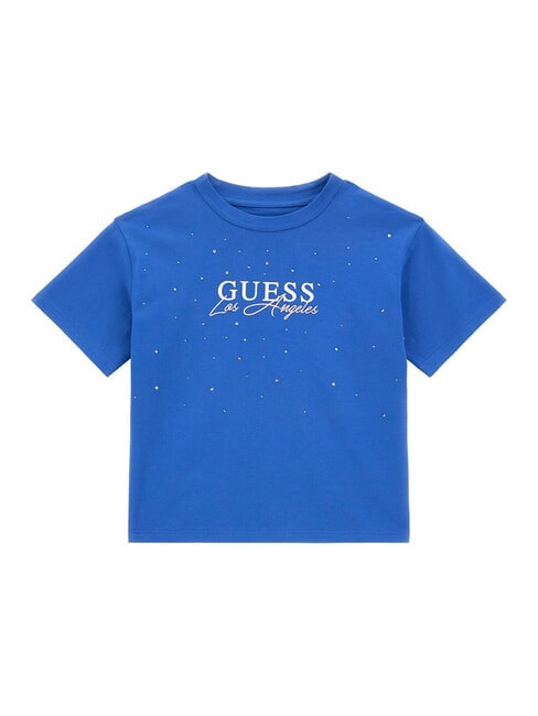 GUESS KIDS T-Shirt mit Print und Strasssteinen blau yves - Kinder-T-Shirt