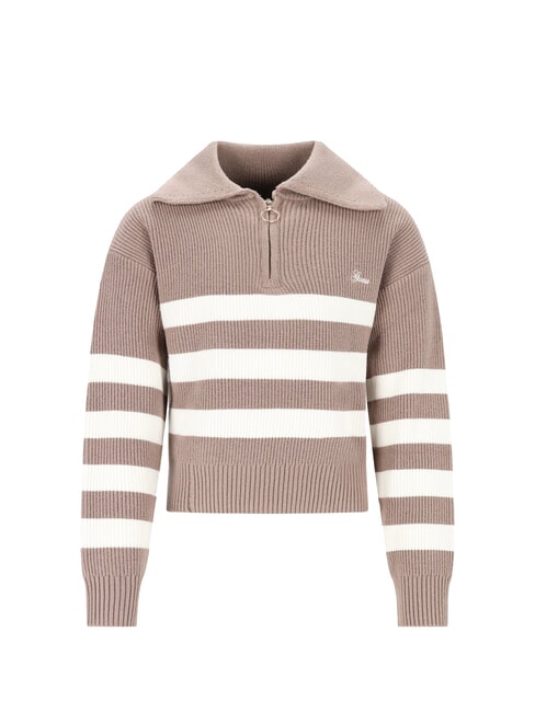 GUESS KIDS Gestreifte Strickjacke mit Reißverschluss braun weiße Streifen - Kinder-T-Shirt