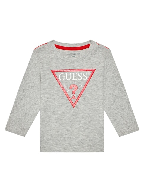 GUESS KIDS Langärmliges T-Shirt mit Rundhalsausschnitt hellgrau meliert - Kinder-T-Shirt