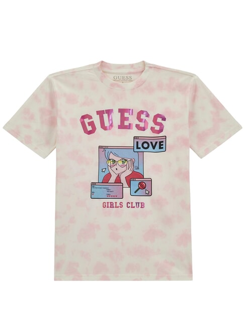 GUESS KIDS T-Shirt mit Aufdruck und Muster rosa Batik - Kinder-T-Shirt