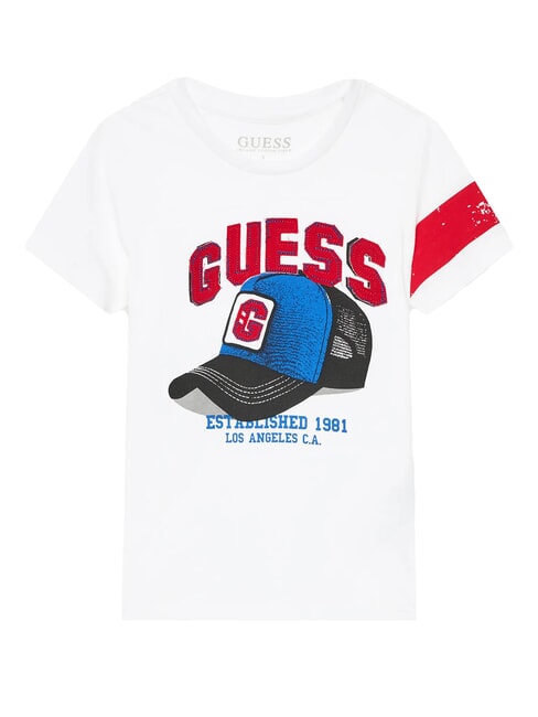 GUESS KIDS T-Shirt mit Baseballkappen-Print purweiß - Kinder-T-Shirt