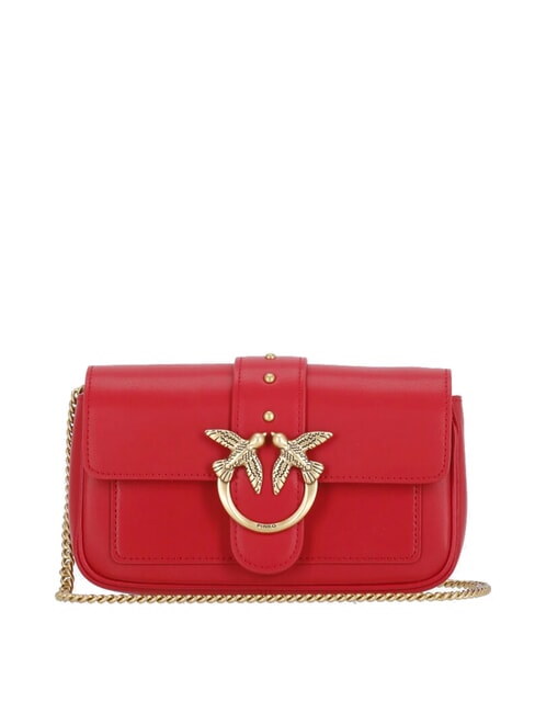 PINKO LOVE ONE POCKET Umhängetasche aus Leder rot-antikgold - Damentaschen