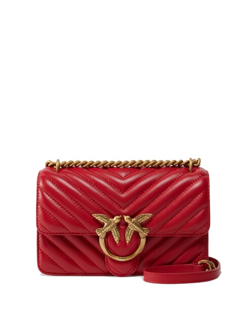 PINKO MINI LOVE BAG Eine Chevron-Tasche rot-antikgold - Damentaschen