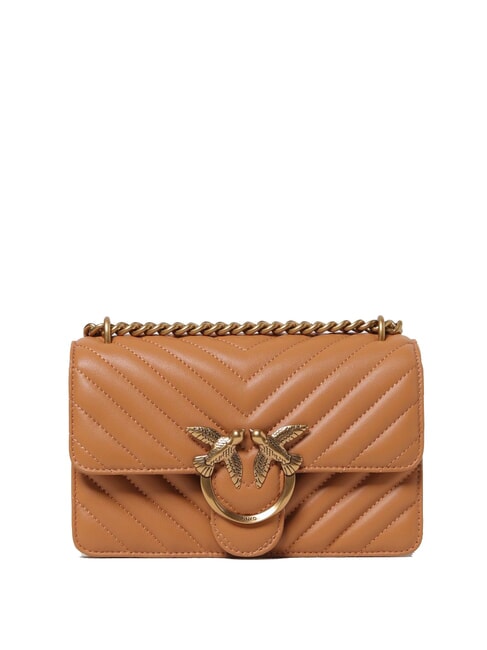 PINKO MINI LOVE BAG Eine Chevron-Tasche Nougat-Antikgold - Damentaschen