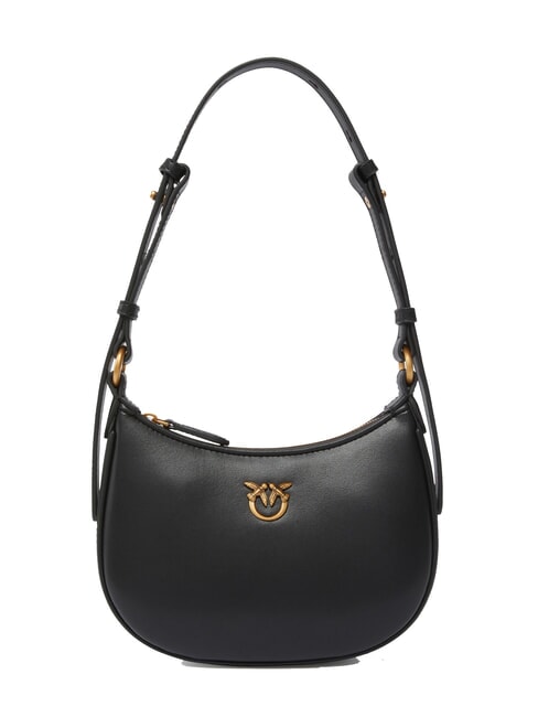 PINKO HALF MOON BABY Umhängetasche aus Leder schwarz-antikgold - Damentaschen