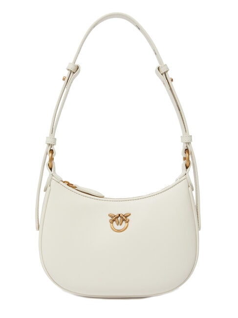 PINKO HALF MOON BABY Umhängetasche aus Leder Seide weiß-antikgold - Damentaschen