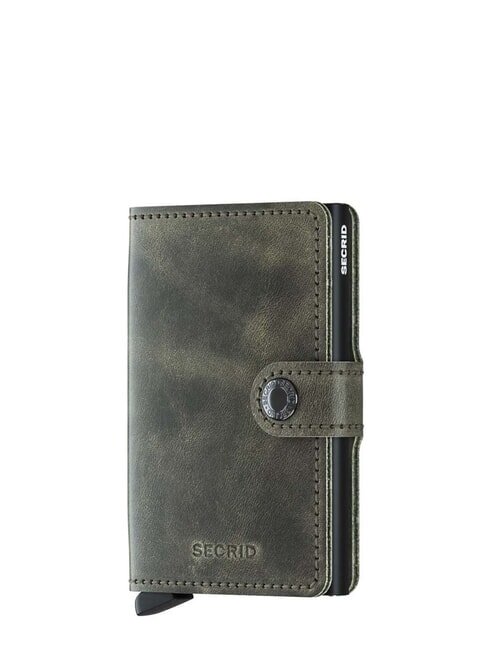 SECRID VINTAGE  Ledergeldbörse mit Kartenhalter aus Aluminium oliv schwarz - Brieftaschen Herren