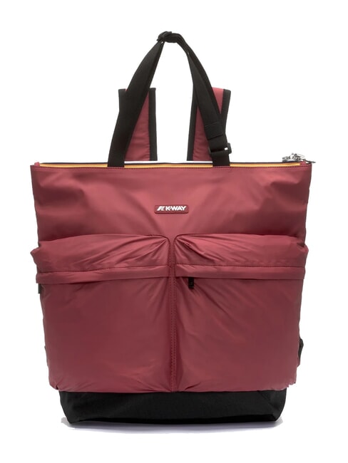KWAY NOAM Nylon-Rucksack / Einkaufstasche rot bräunlich - Damentaschen