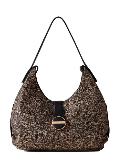 BORBONESE ECLIPSE Hobo-Umhängetasche OP / NATUR / SCHWARZ - Damentaschen