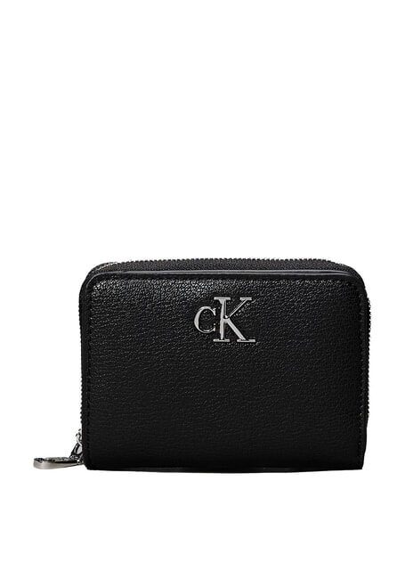 CALVIN KLEIN MINIMAL MONOGRAM Mittelgroße Brieftasche auf Schwarz - Brieftaschen Damen