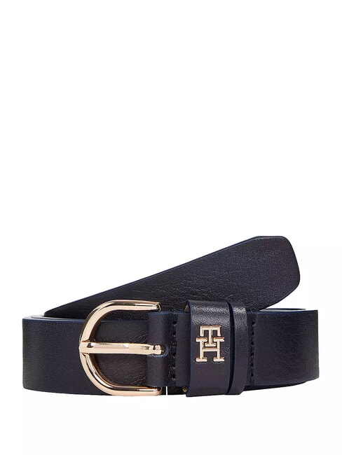 TOMMY HILFIGER ESSENTIAL EFFORTLESS Hergestellt in Italien Ledergürtel Raum blau - Gürtel