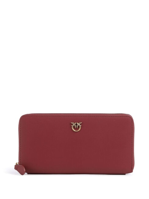 PINKO RYDER Großes Lederportemonnaie Bordeaux-Merlot-Antikgold - Brieftaschen Damen