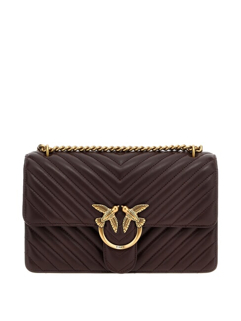PINKO CLASSIC LOVE ONE Tasche aus Nappaleder Catawba-Trauben - Antikgold - Damentaschen