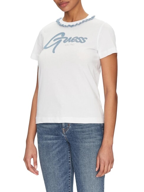 GUESS CN SS JEANS CHAIN  Baumwoll-T-Shirt purweiß - T-Shirts und Tops für Damen