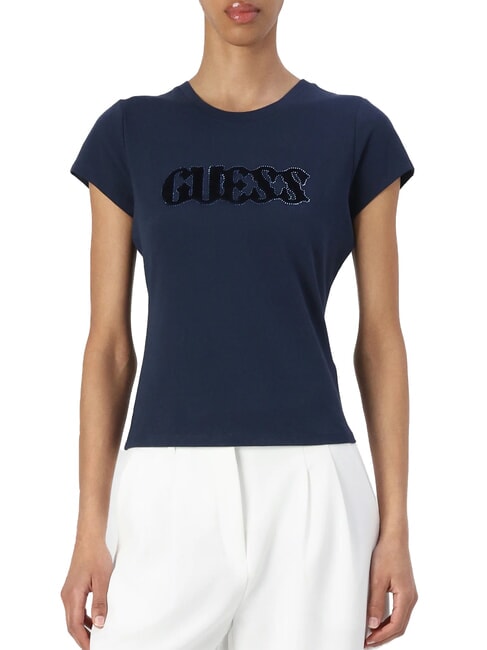 GUESS SS PONY HAIR R5 Baumwoll-T-Shirt blau geschwärzt - T-Shirts und Tops für Damen