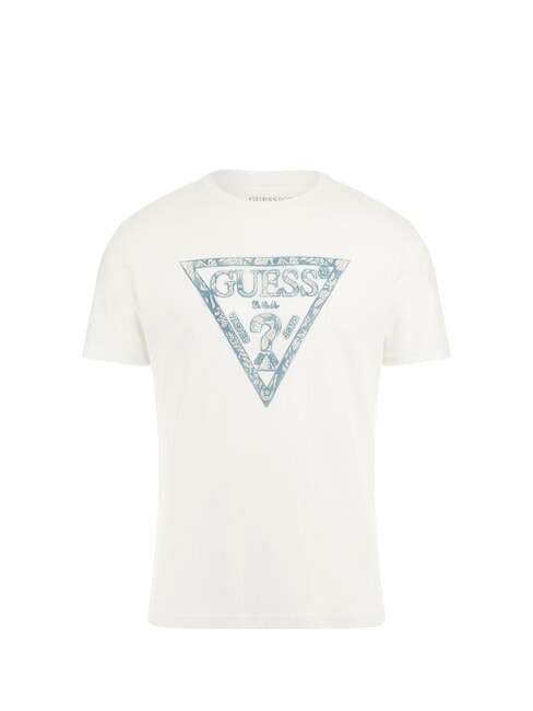 GUESS SS CN TRIANGLE Baumwoll-T-Shirt purweiß - Herren-T-Shirts