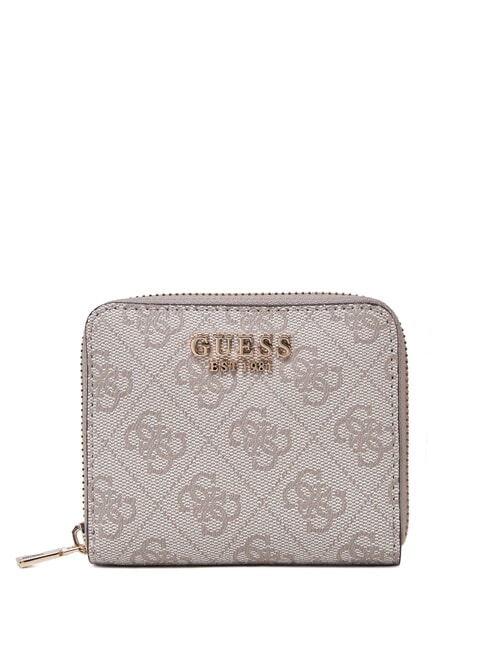 GUESS ZAMIRA Kleines Portemonnaie mit Rundum-Reißverschluss Logo in dunklem Taupe - Brieftaschen Damen
