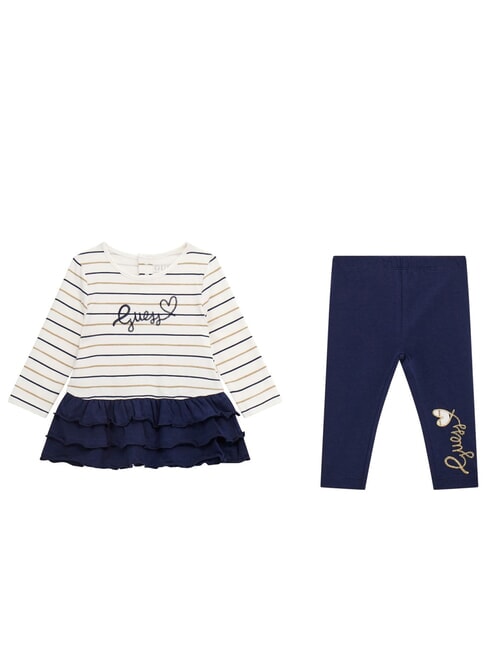 GUESS KIDS Set aus Kleid und Leggings weiß und marineblau s - Strampler und Baby-Outfits
