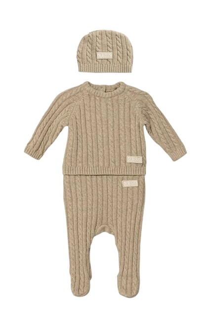 GUESS KIDS Set aus Sweatshirt, Hose und Mütze Pasadena-Stein - Strampler und Baby-Outfits