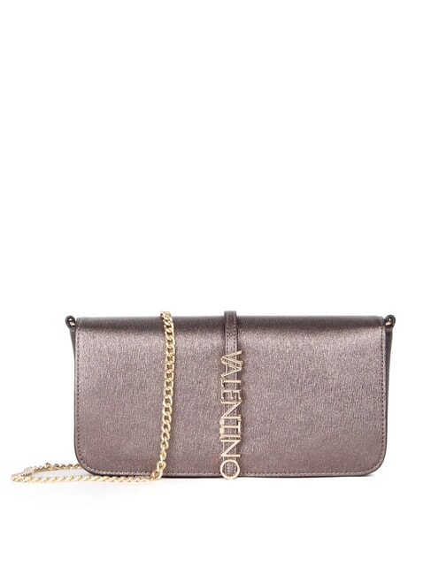 MARIO VALENTINO MATERIA Clutch aus Metallic-Leder mit Logo Bronze - Damentaschen