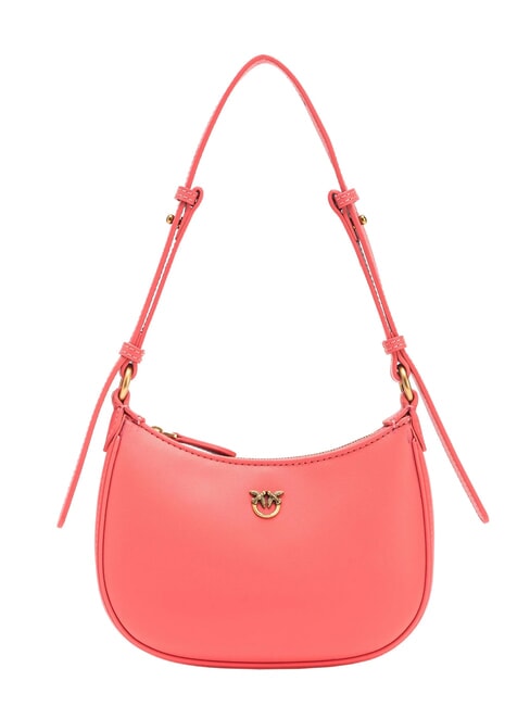 PINKO HALF MOON BABY Umhängetasche aus Leder Koralle. würzig-antikes Gold - Damentaschen