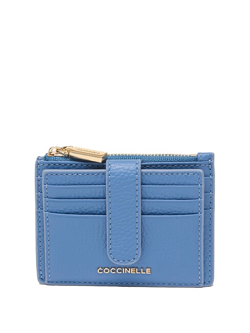 COCCINELLE METALLIC SOFT Flache Geldbörse aus strukturiertem Leder Blau - Brieftaschen Damen