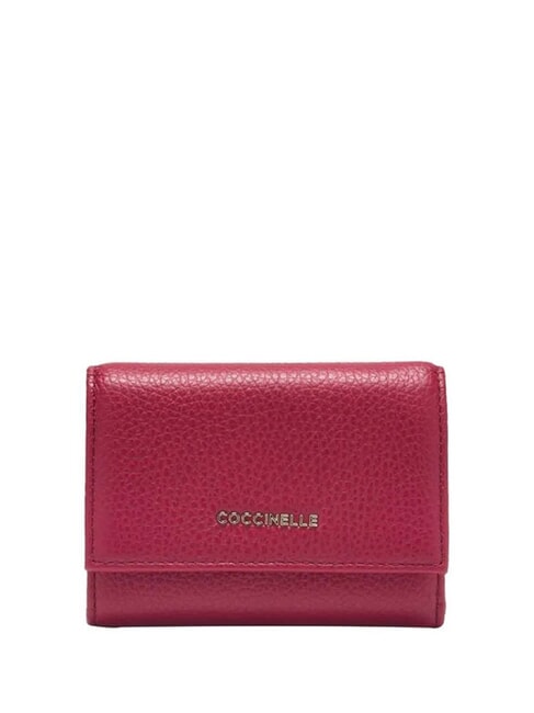 COCCINELLE METALLIC SOFT  Kleine Geldbörse aus Leder Sangria - Brieftaschen Damen