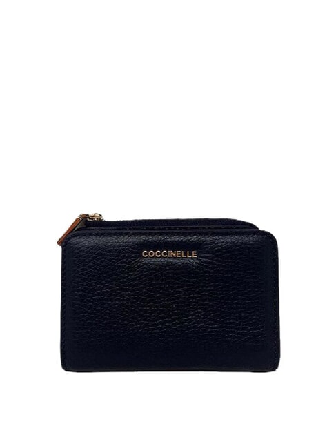 COCCINELLE METALLIC SOFT Kleine Geldbörse aus Leder Mitternachtsblau - Brieftaschen Damen