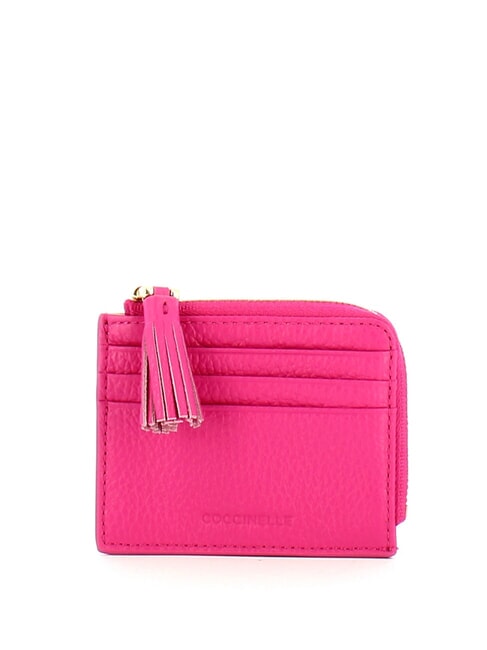 COCCINELLE TASSEL Kartenetui mit Reißverschluss aus gehämmertem Leder neues Fuchsia - Brieftaschen Damen
