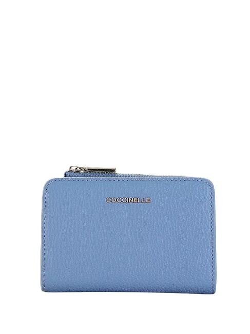 COCCINELLE METALLIC SOFT Kleine Geldbörse aus Leder Blau - Brieftaschen Damen