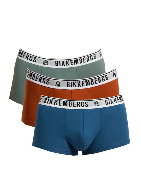 BIKKEMBERGS ELASTIC TRUNK 3 Boxer rot/blau/grün - Herrenslip