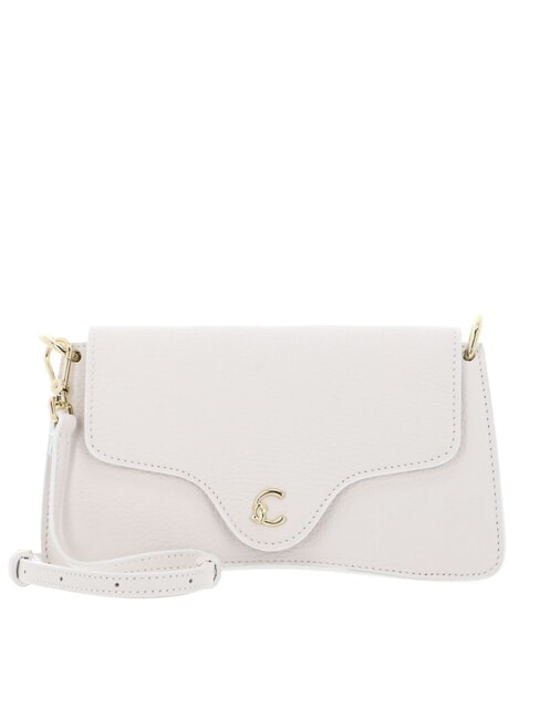 COCCINELLE C-ME Tasche aus gehämmertem Leder mit Klappe Weiß - Damentaschen
