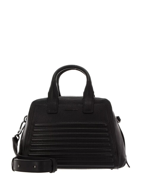 MANDARINA DUCK I-CON Kuppeltasche aus Leder mit Schultergurt Schwarz - Damentaschen